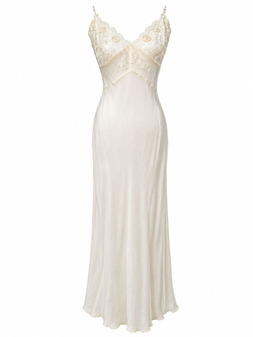 Vintage 2000 Y2K Victoria Secret SEXY SILK Sheer White Lace Maxi Negligee, Sz L